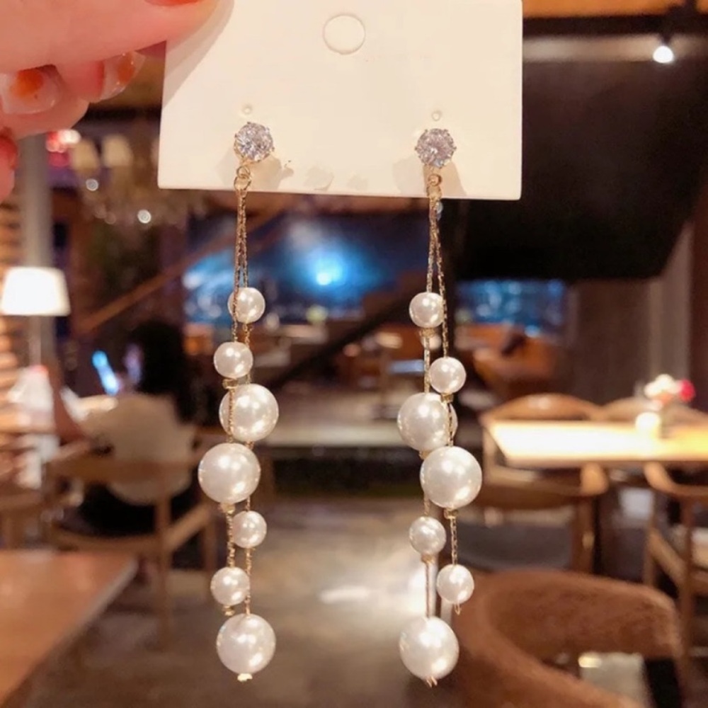 5 for $25 Elegant 14k Gold Plated White Pearl Drop Earrings